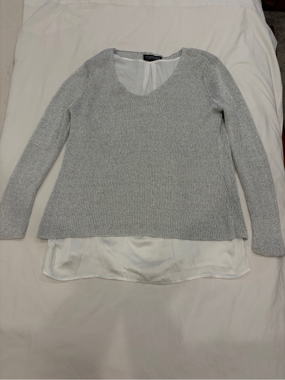 Context by Lord & Taylor Women's Silver Gray Layered Sweater